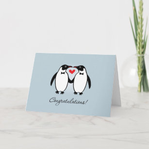 Cute Gay Penguins Wedding Congratulations Card