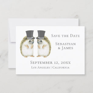 Cute Gay Wedding Hedgehog Couple Save The Date