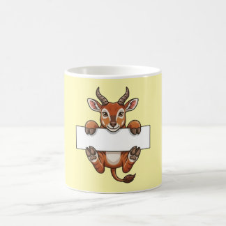Cute Gazelle Holding Blank Sign Cartoon Coffee Mug