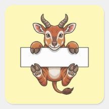 Cute Gazelle Holding Blank Sign Cartoon
