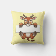 Cute Gazelle Holding Blank Sign Cartoon