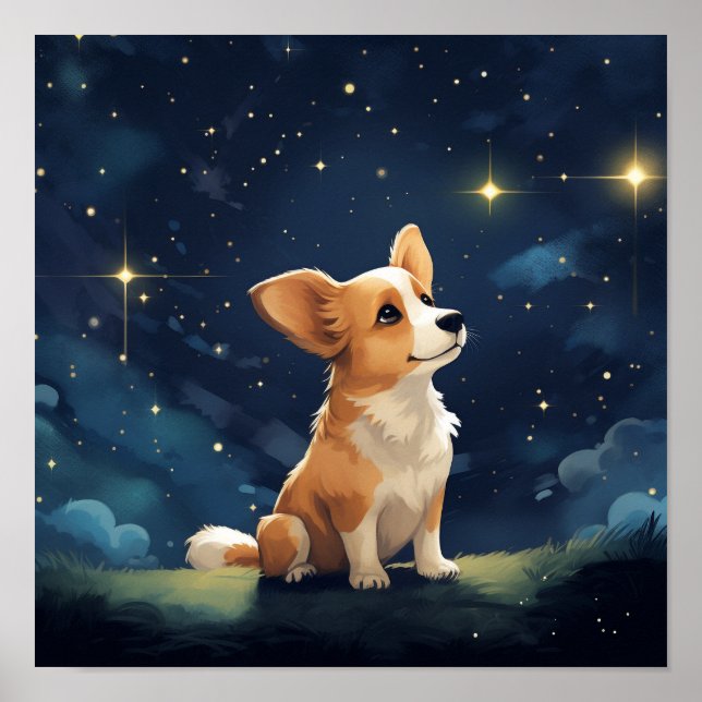 Cute Gazing Pembroke Corgi Poster (Front)