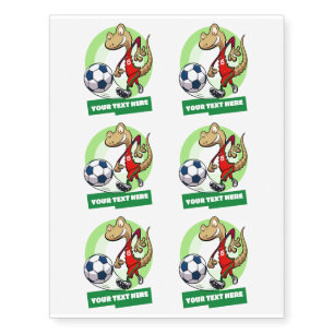 Cute Gecko Add Your Own Text Funny Soccer Cartoon Temporary Tattoos