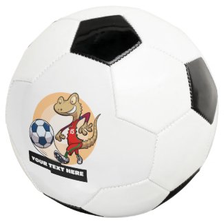 Cute Gecko Add Your Text Soccer Player Cartoon