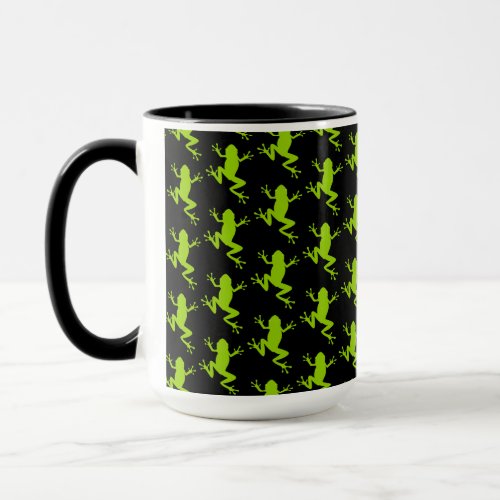 Cute Gecko Frog Pattern On Black Coffee Mug