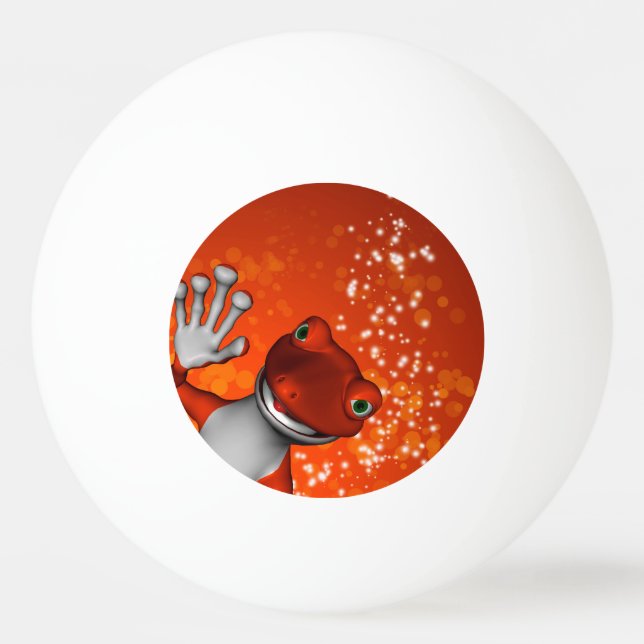 Cute gecko in red Ping-Pong ball (Back)