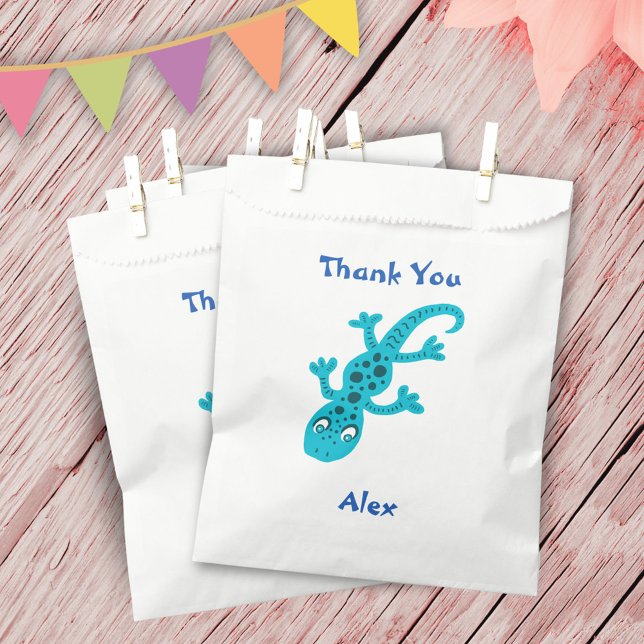 Cute Gecko Lizard Blue Kids Birthday Thank You Favor Bag (Creator Uploaded)