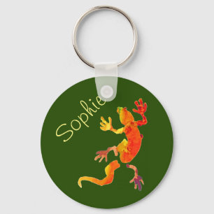Cute gecko lizard reptile art keychain