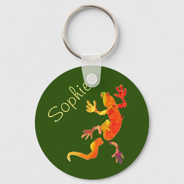 Cute gecko lizard reptile art keychain (Front)