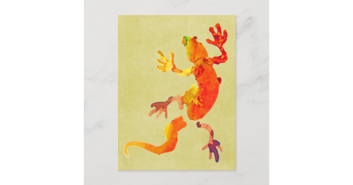 Cute gecko lizard reptile art postcard | Zazzle