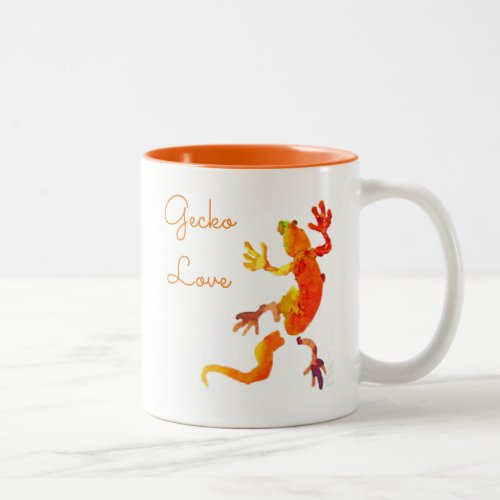 Cute gecko lizard reptile art Two_Tone coffee mug