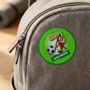 Cute Gecko Love Soccer Funny Soccer Player Cartoon Patch
