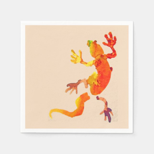 Cute gecko nature eco lizard picnic napkins (Front)