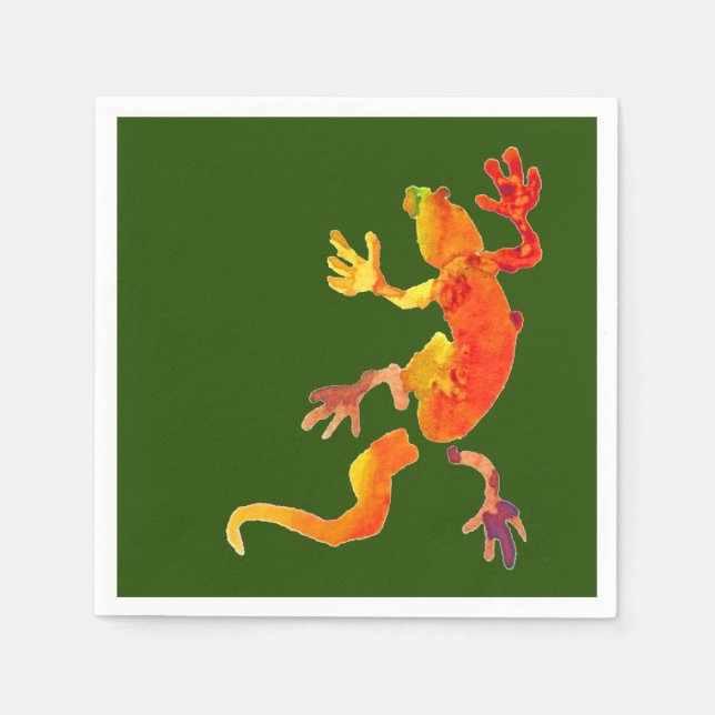 Cute gecko nature eco lizard picnic napkins (Front)