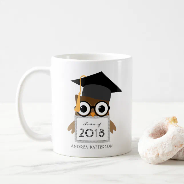 Cute Geeky Graduate Owl Personalized Graduation Coffee Mug