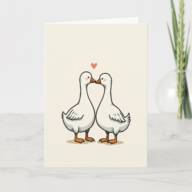 Cute Geese Couple Love Card (Front)