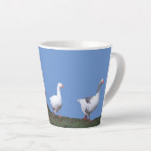 Cute Geese Cust. Blue Latte Mug (Right Angle)