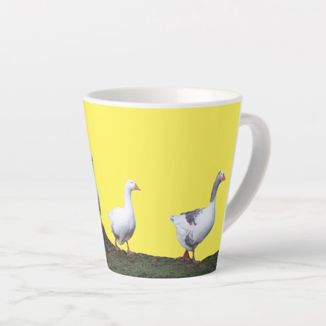 Cute Geese Cust. Yellow Latte Mug (Right Angle)