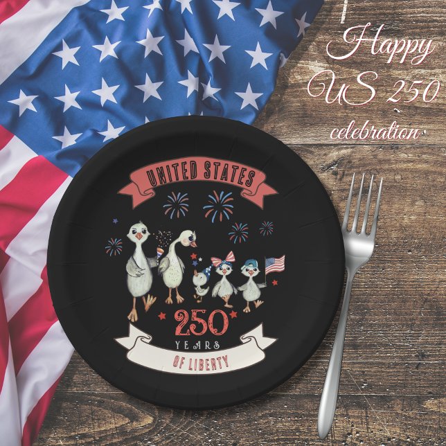 Cute Geese Family US 250 Years of Liberty Paper Plates (Cute Geese Family US 250 Years of Liberty Celebrat Paper Plates)