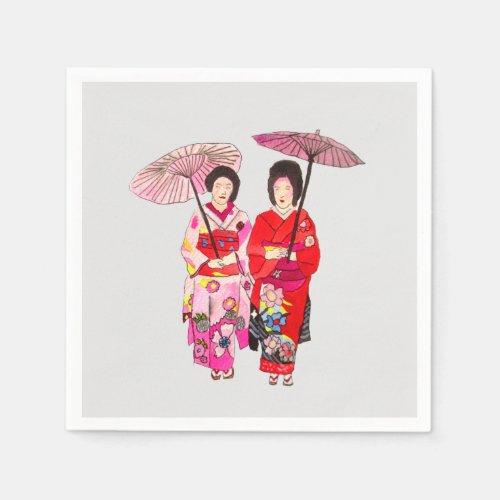 Cute Geisha art homeware Napkins