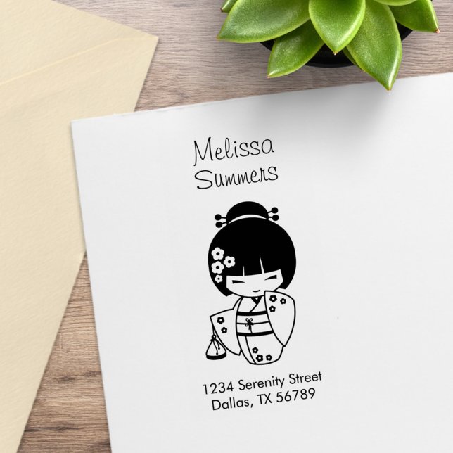 Cute Geisha Girl Address Rubber Stamp (Creator Uploaded)