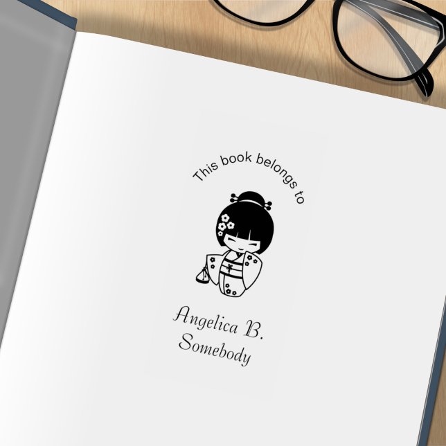 Cute Geisha Girl Bookplate Rubber Stamp (Creator Uploaded)