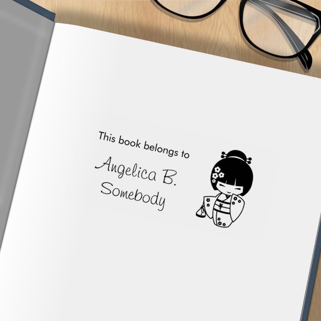 Cute Geisha Girl Bookplate Rubber Stamp (Creator Uploaded)