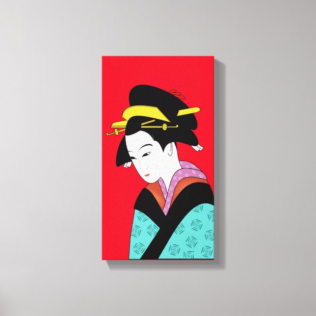 Cute Geisha Japanese art Canvas Print (Front)