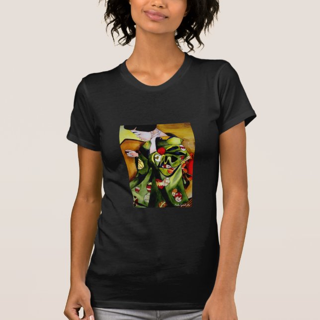 Cute Geisha with green kimono original art T-Shirt (Front)