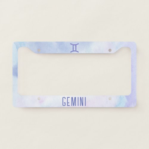 Cute Gemini Astrology Sign Purple License Plate Frame