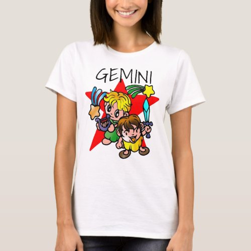 Cute Gemini Cartoon Twins T_Shirt