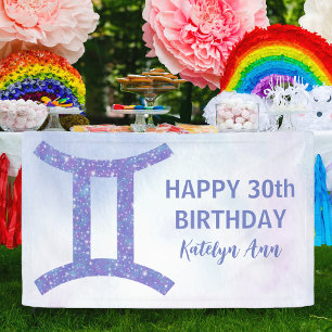Cute Gemini Personalized Purple Happy Birthday Banner