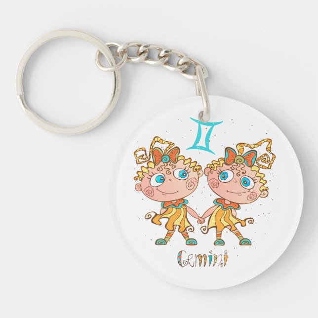 Cute Gemini Twins Keychain (Front)