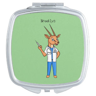 Cute Gemsbok antelope doctor cartoon Compact Mirror