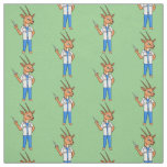 Cute Gemsbok antelope doctor cartoon Fabric