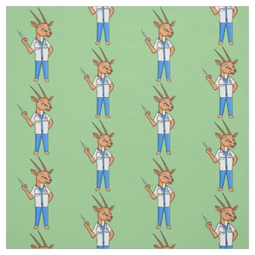 Cute Gemsbok antelope doctor cartoon Fabric
