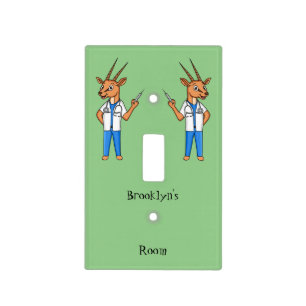 Cute Gemsbok antelope doctor cartoon Light Switch Cover