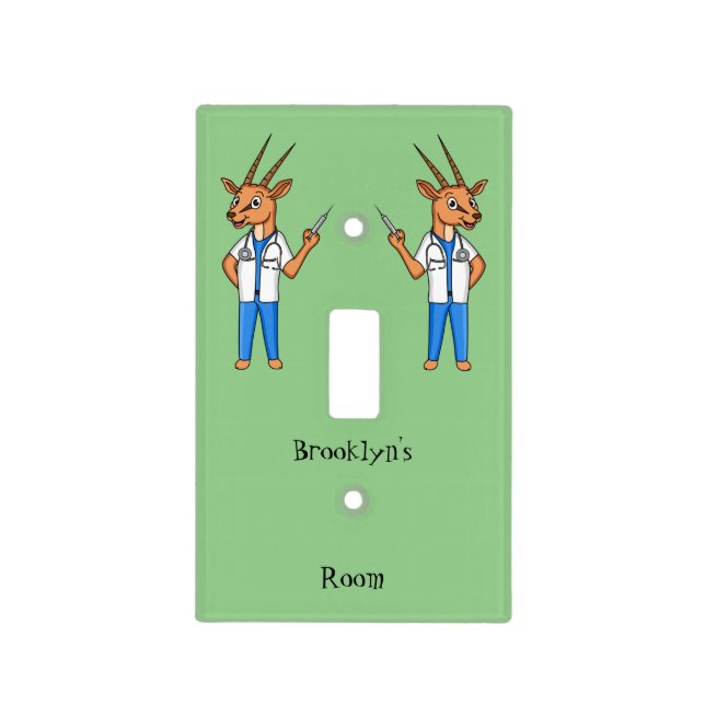 Cute Gemsbok antelope doctor cartoon Light Switch Cover (Front)
