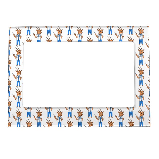 Cute Gemsbok antelope doctor cartoon Magnetic Frame (Front)