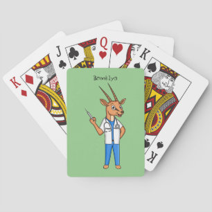 Cute Gemsbok antelope doctor cartoon Poker Cards