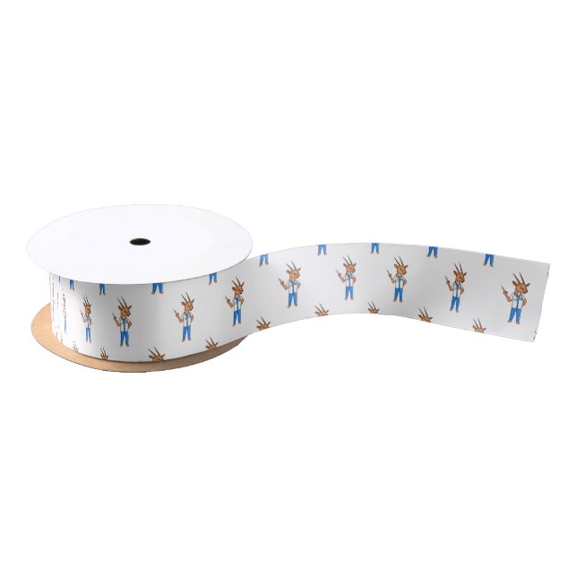 Cute Gemsbok antelope doctor cartoon Satin Ribbon (Spool)