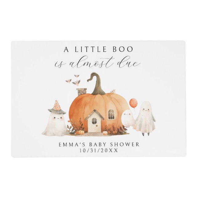Cute Gender Neutral A Little Boo Baby Shower  Placemat (Front)