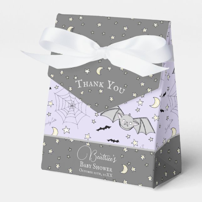 Cute Gender Neutral Baby Bats Halloween & Fall Favor Boxes (Front Side)