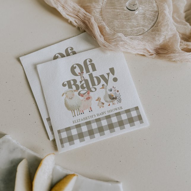 Cute Gender Neutral Baby Farm Animals Baby Shower Napkins (Cute Gender Neutral Baby Farm Animals Baby Shower Napkins)
