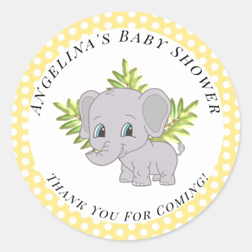 Cute Gender Neutral Baby Shower Thank You Elephant Classic Round Sticker