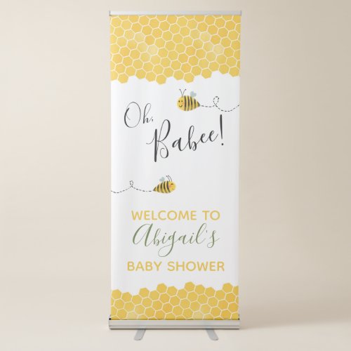 Cute Gender Neutral Bee Baby Shower Honeycomb Retractable Banner