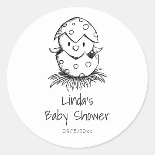 Cute Gender Neutral Bird Baby Shower Classic Round Sticker