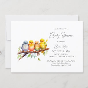 Cute Gender Neutral Bird Baby Shower Invitation