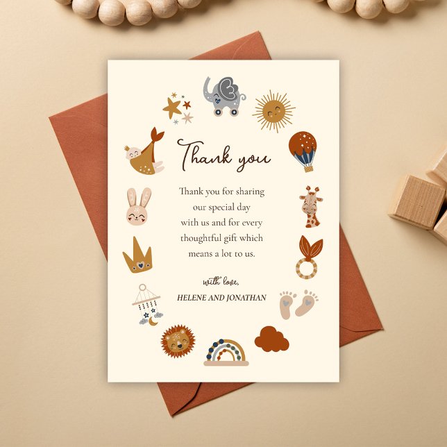 Cute Gender Neutral Boho Baby Shower Thank You Card (Cute Gender Neutral Boho Baby Shower Thank You Card)