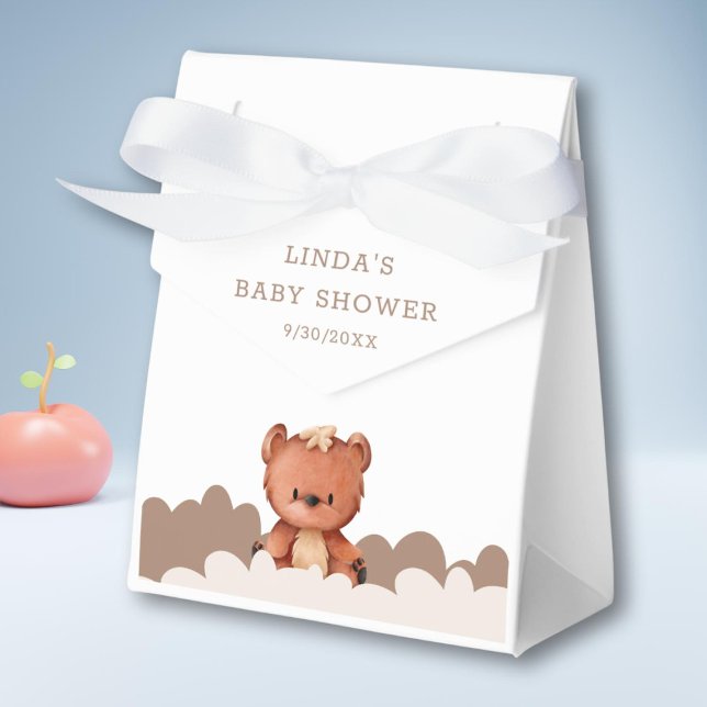 Cute Gender Neutral Boho Bear Baby Shower Favor Boxes (Creator Uploaded)